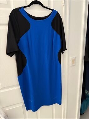 Lane Bryant Royal Blue and Black Colorblock Shift Dress